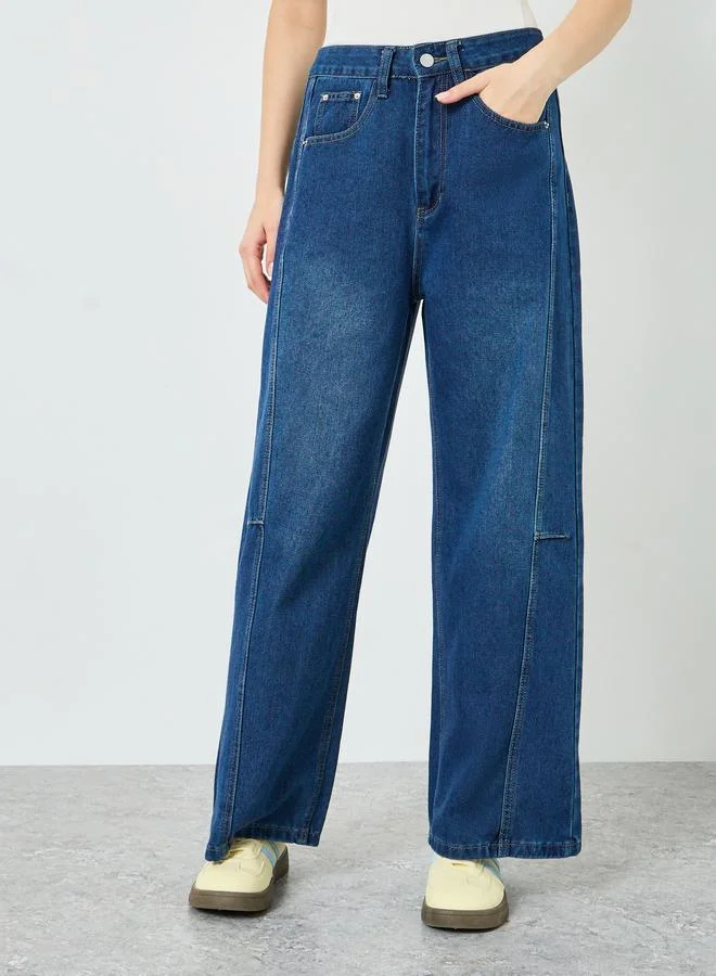 Styli Women Blue High Rise Wide Leg Jeans